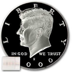 2000-S Kennedy Half Dollar 20-Coin Roll Proof 2000-S Kennedy Half Dollar 20-Coin Roll Proof